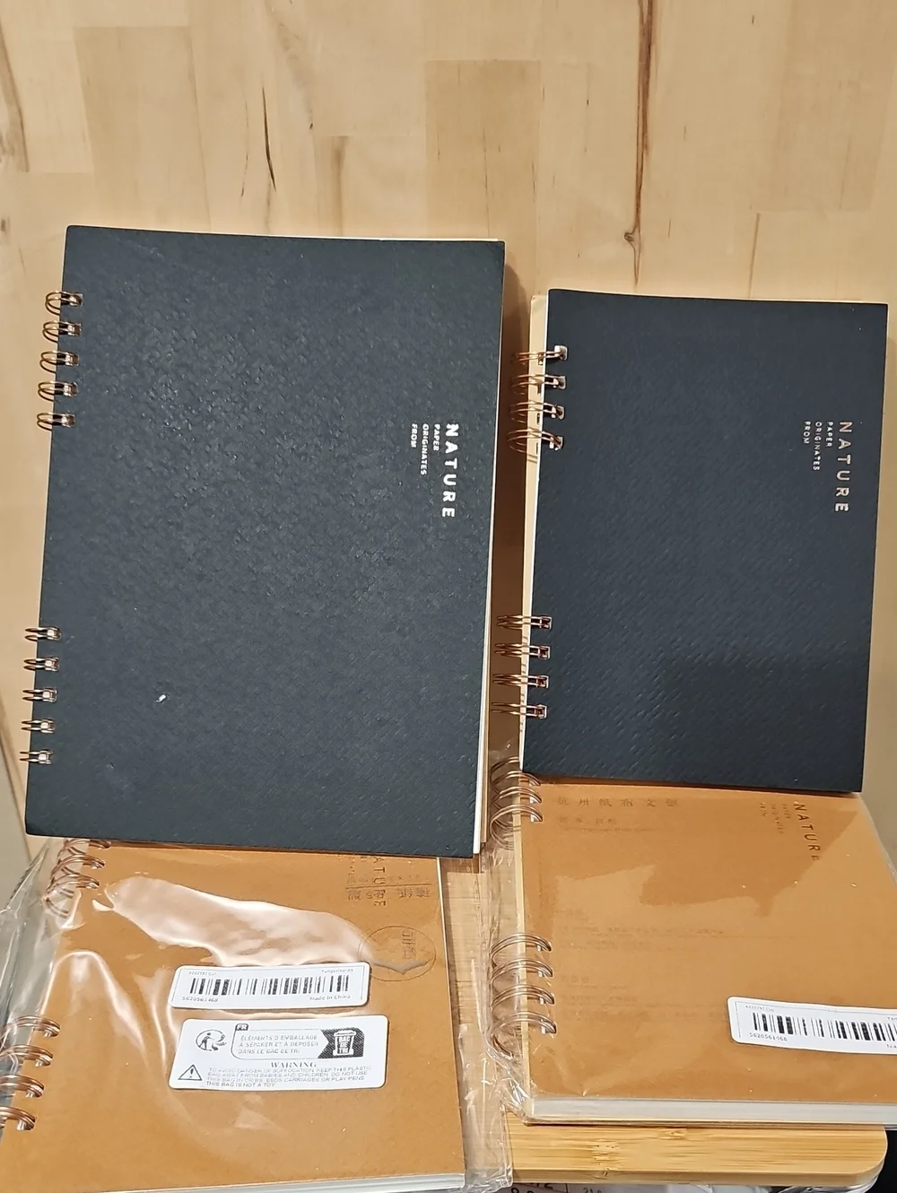 Nature Spiral Notebook Set - Black & Kraft